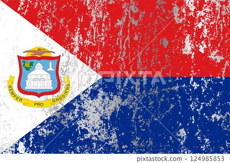 Sint Maarten flag with grunge effect. 124985853