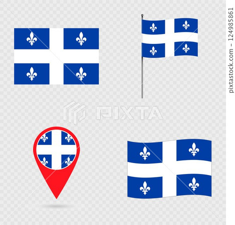 Quebec Flag Set, Province of Canada. Quebec Flag Set, Province of Canada. 124985861