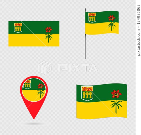Saskatchewan Flag Set, Province of Canada. Saskatchewan Flag Set, Province of Canada. 124985862