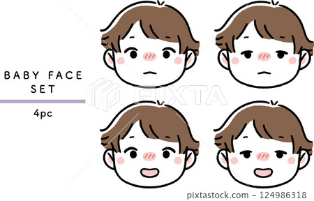 Baby and kids sick face set Baby and kids sick face set 124986318