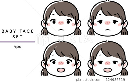 Baby and kids sick face set Baby and kids sick face set 124986319