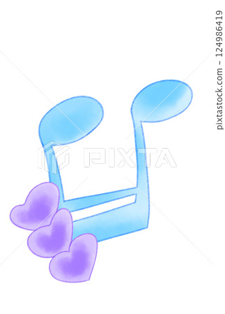 帶有心形紙裝飾的音符 124986419