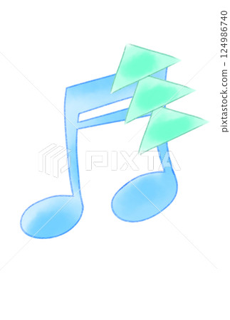 Musical notes with triangular paper decoration 124986740