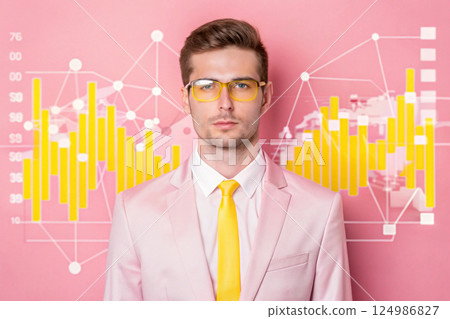 businessman with stock chart 124986827