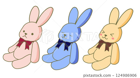 Three types of cute stuffed rabbits Three types of cute stuffed rabbits 124986906