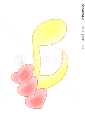 Musical notes with heart paper decoration 124986939