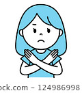 一名女子用手比出「X」的手勢 124986998