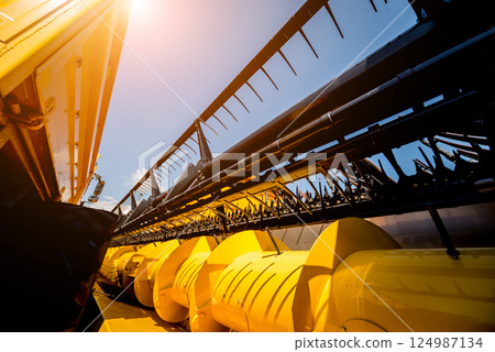 Modern agricultural machinery and equipment. Combine harvester. Modern agricultural machinery and equipment. Combine harvester. 124987134