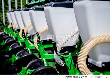 Modern agricultural machinery and equipment. Industrial details. Modern agricultural machinery and equipment. Industrial details. 124987197