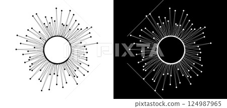 Abstract background with lines and dots in explosion. Art design BIG DATA or network concept. Black lines on a white background and white lines on the black side. 124987965