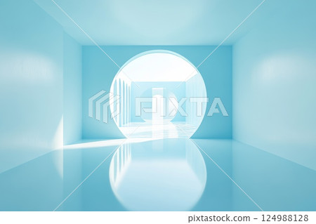 Light blue room with gradient blue background. 124988128