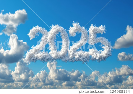 Number 2025 from clouds. 124988154