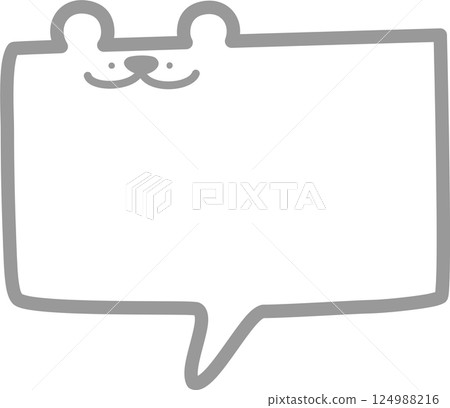 Minimal doodle hand draw animal bear speech bubble balloon, icon sticker memo keyword planner text box banner, flat design png illustration 124988216