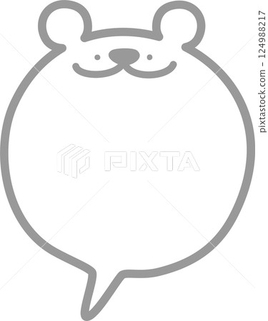 Minimal doodle hand draw animal bear speech bubble balloon, icon sticker memo keyword planner text box banner, flat design png illustration 124988217