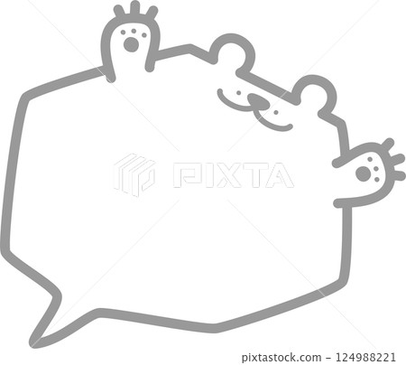 Minimal doodle hand draw animal bear speech bubble balloon, icon sticker memo keyword planner text box banner, flat design png illustration 124988221