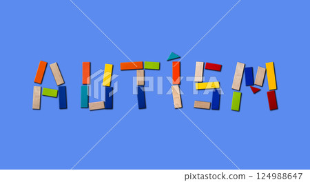 Concept of autism. Wooden word on colored background 124988647