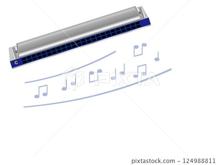Illustration of a chromatic harmonica Illustration of a chromatic harmonica 124988811