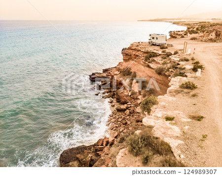Camper car on coast, Murcia Spain 124989307