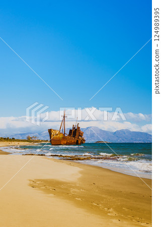 The famous shipwreck near Gythio Greece The famous shipwreck near Gythio Greece 124989395