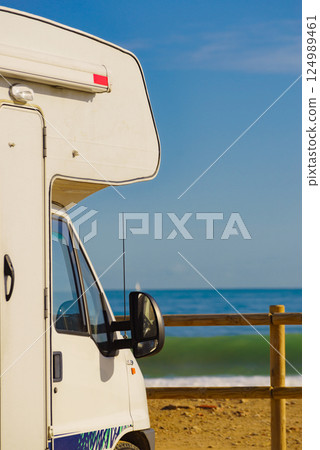 Rv motor home camping on beach 124989461