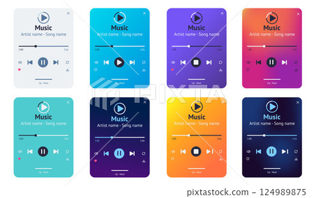 Gradient Music Player UI. Modern One Screen Interface Design in a vector illustration 124989875