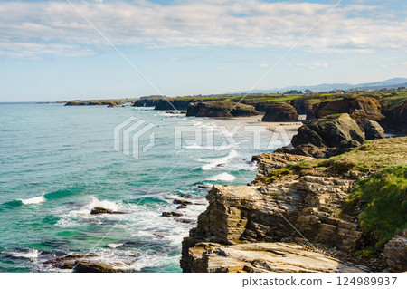 Cathedral Beach in Galicia Spain. 124989937