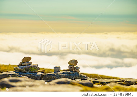 Clouds above mountain. Serra da Estrela in Portugal. 124989943