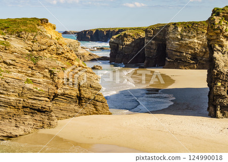 Ocean at low tide. Cathedrals Beach in Galicia Spain. Ocean at low tide. Cathedrals Beach in Galicia Spain. 124990018
