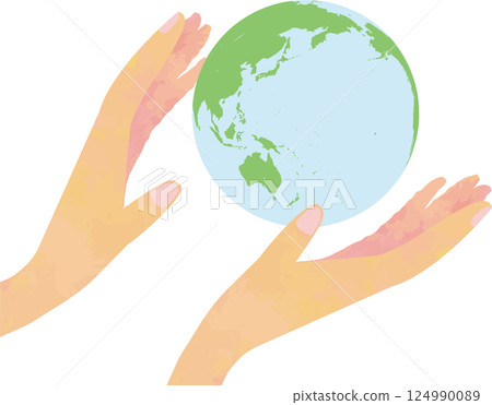 雙手捧著地球－善意守護未來的典範 124990089