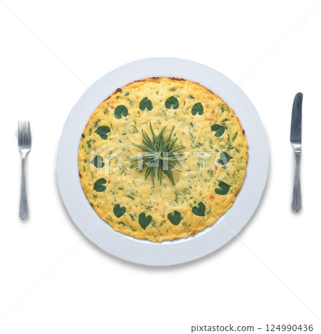 Frittata (Italy) - An Italian-style omelet, typically filled with vegetables, cheese, or meat. It's often served as a breakfast or Frittata (Italy) - An Italian-style omelet, typically filled with vegetables, cheese, or meat. It's often served as a breakfast or 124990436