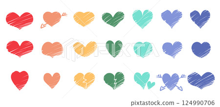 Rainbow Color Heart Shape Love Concept Collection Vector Illustration 124990706