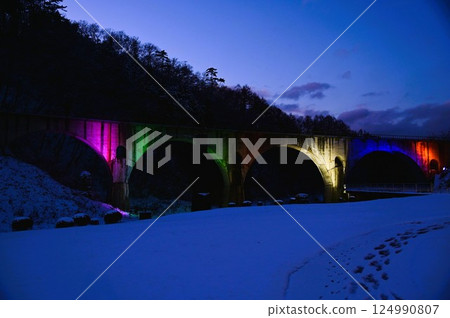 Winter illumination of Megane Bridge in Tono Winter illumination of Megane Bridge in Tono 124990807