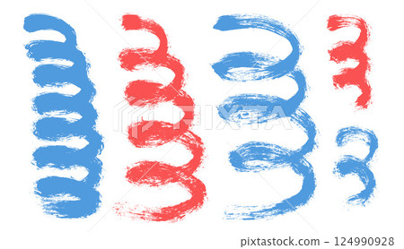 Party brush stroke paint squiggles lines. Hand drawn kids confetti. Linear dye scribble elements set isolated on white background. Doodle party spirals celebration decoration. 124990928