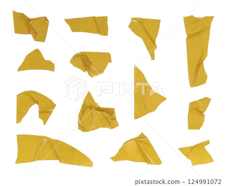 Sticker paper in pieces isolated on white background 124991072