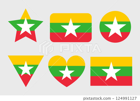 Myanmar Flag icon. Official vector Burma flag isolated on white 124991127