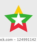 Myanmar Flag icon. Official vector Burma flag isolated on white 124991142