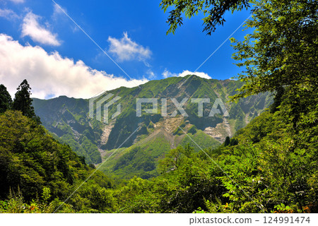 中國地方、大山隱岐國立公園、大神山神社奧宮、從西之河原川眺望大山,景色與往日無異,鳥取縣大山町(2) 中國地方、大山隱岐國立公園、大神山神社奧宮、從西之河原川眺望大山,景色與往日無異,鳥取縣大山町(2) 124991474