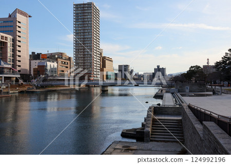 Fukuoka Prefecture, Kitakyushu City, Kokura, Murasaki River, Ogai Bridge (Waterbird Bridge), Kokura Kita Ward 124992196