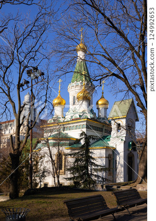 St. Nicholas Church in Sofia, Bulgaria, on sunny winter day 124992653