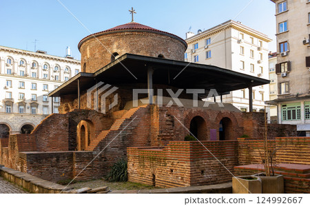 Red brick rotunda of St. George, Constantine Quarter, Sofia 124992667