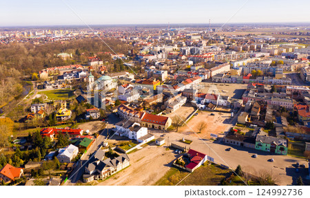 Aerial view of polish city of Skierniewice 124992736