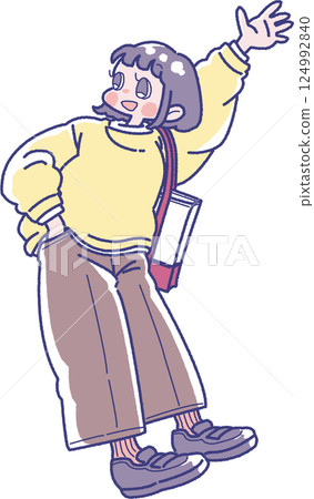 Illustration of a girl holding a tote bag 124992840