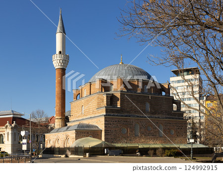 View of Banya Bashi Mosque on medieval Banski Square, Central Mosque of Sofia, Bulgaria View of Banya Bashi Mosque on medieval Banski Square, Central Mosque of Sofia, Bulgaria 124992915
