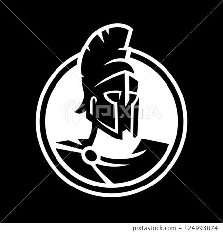 Spartan warrior logo, emblem on a dark background. 124993074