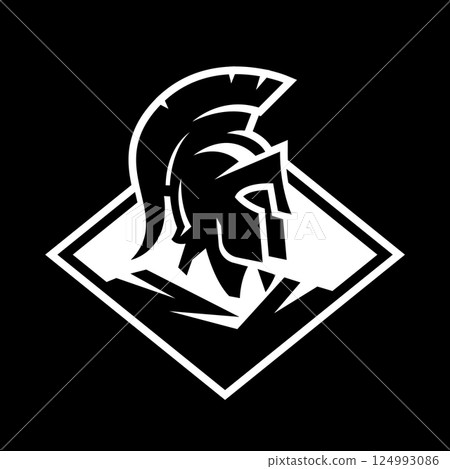 Spartan warrior logo, emblem on a dark background. 124993086