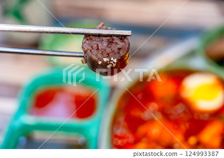 Korean traditional street food. Sundae Korean traditional street food. Sundae 124993387