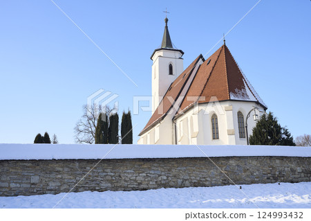 Medieval St. Stanislaus church in Bielsko-Biala city at Silesian in Poland 124993432
