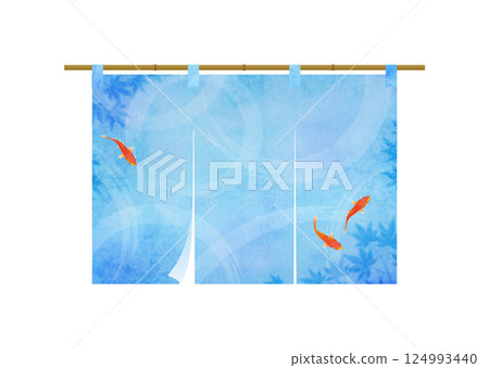 Summer image of a noren curtain with goldfish 124993440