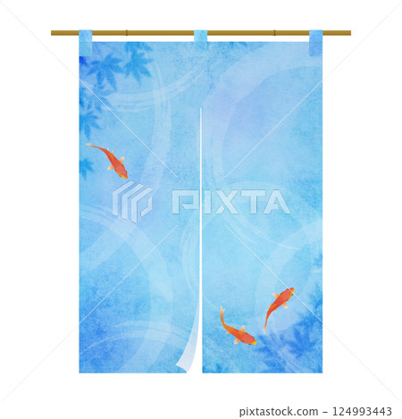 夏季金魚圖案的暖簾 124993443