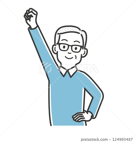 An elderly man shouting "Ei-Ei-Oh!" An elderly man shouting "Ei-Ei-Oh!" 124993487